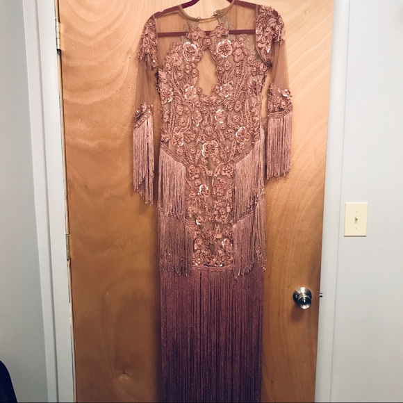 ASOS A Star is Born embellished fringe rose dress - Picture 2 of 8